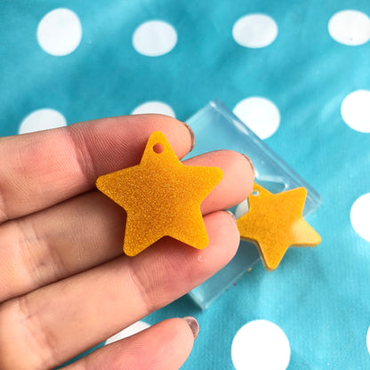 25mm Flat Star Silicone  Earring Mold - Charm Mould Resin Pendant Crafter Shape EM331