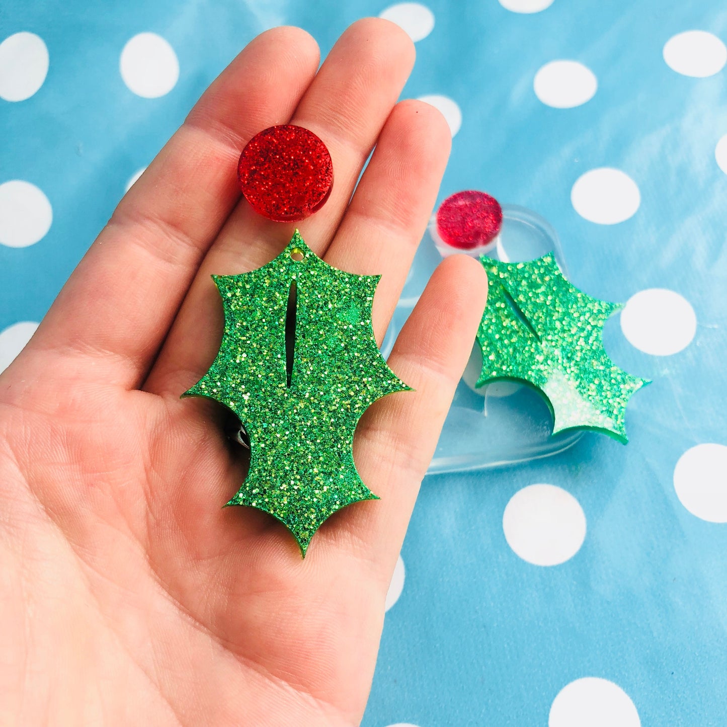 50mm Christmas Holly Earring Mold - Silicone Mold Craft Resin Earrings EM360