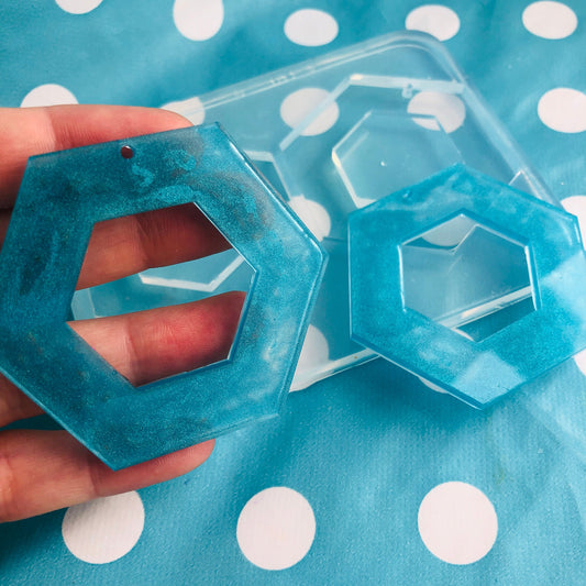 50mm Clear Silicone XL Cut Out Hexagon Earring Mold