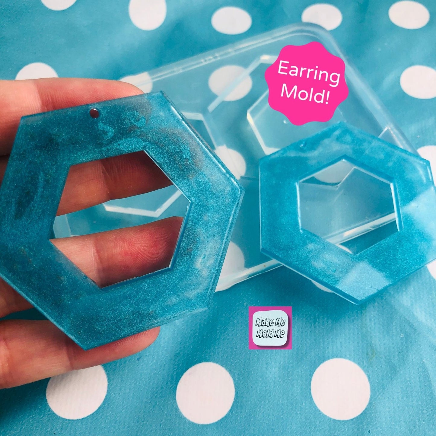 50mm Clear Silicone XL Cut Out Hexagon Earring Mold