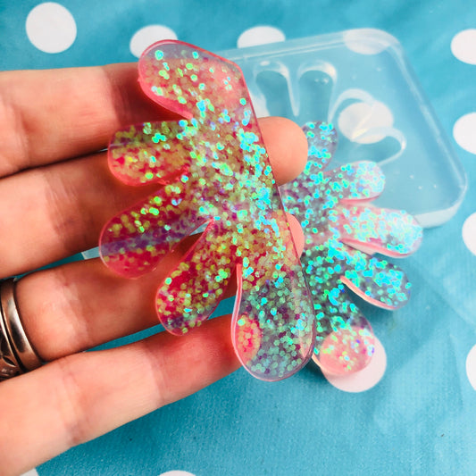 XL 60mm Doodle Leaf Stud Silicone Earring Mold  - Resin Shape Nature Tropical EM370