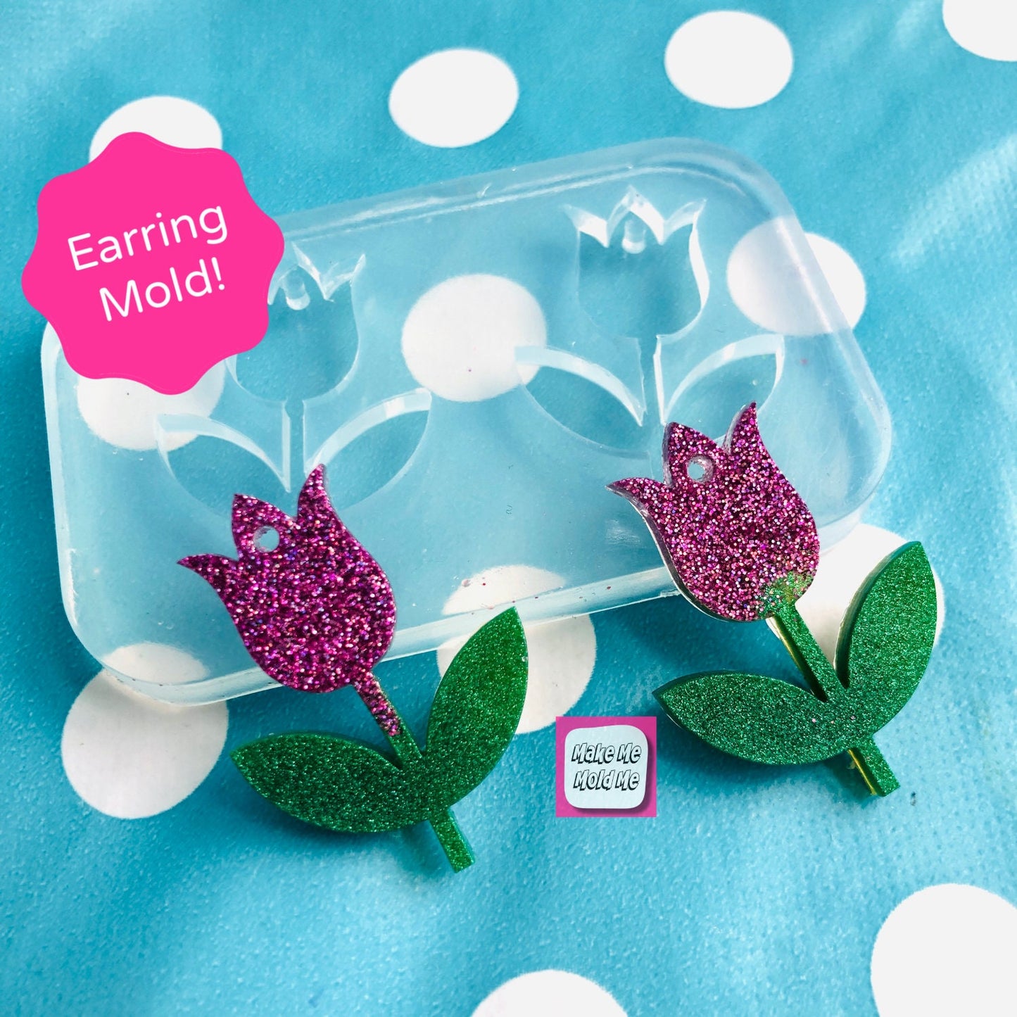 40mm Tulip Flower Silicone Dangle Earring Mold - Resin Mould EM384 ccc T