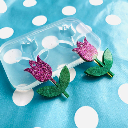 40mm Tulip Flower Silicone Dangle Earring Mold - Resin Mould EM384 ccc T