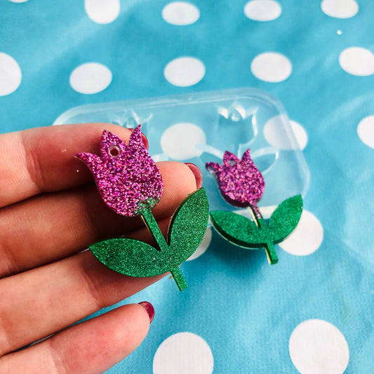 40mm Tulip Flower Silicone Dangle Earring Mold - Resin Mould EM384 ccc T