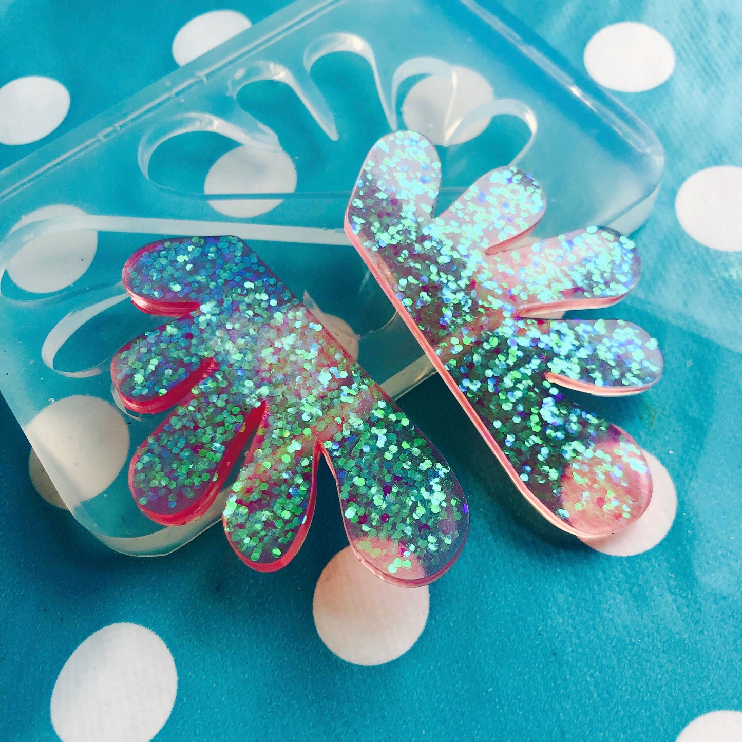 XL 60mm Doodle Leaf Stud Silicone Earring Mold  - Resin Shape Nature Tropical EM370