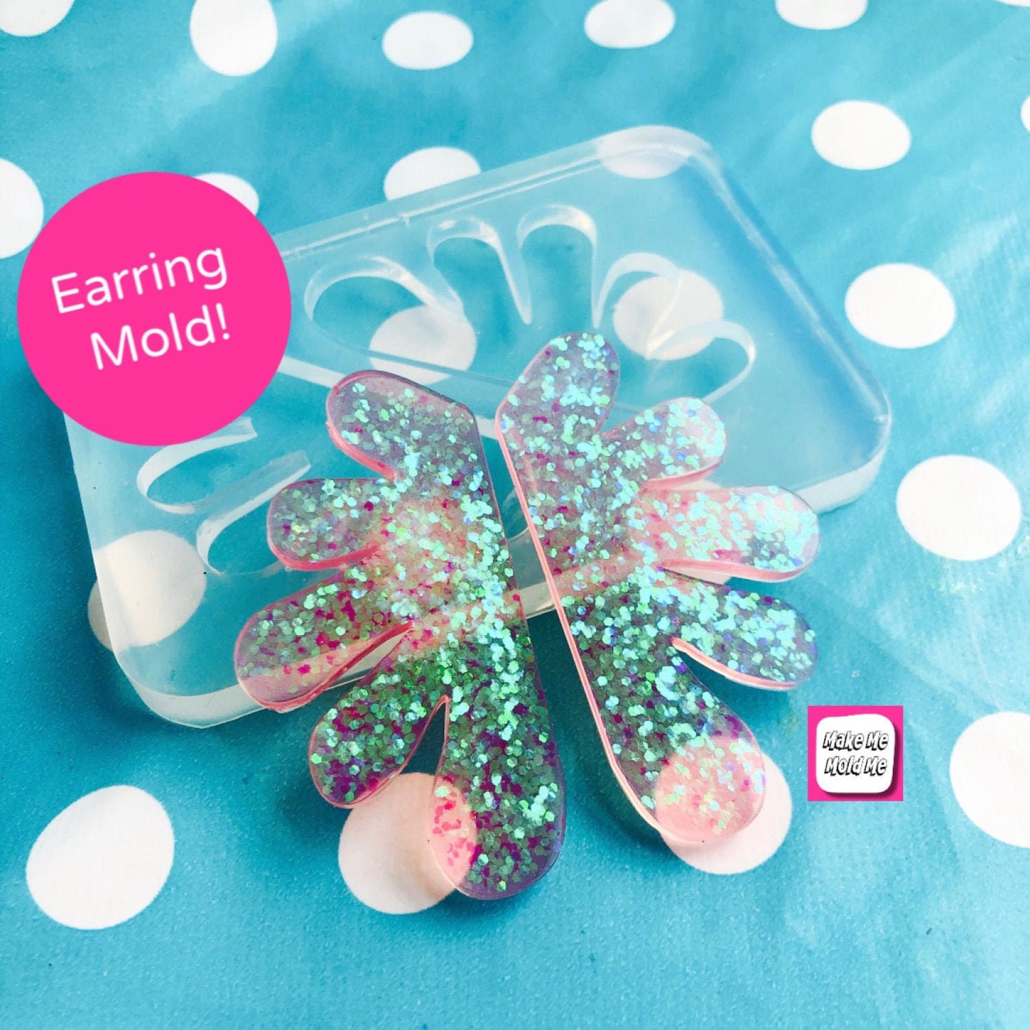 XL 60mm Doodle Leaf Stud Silicone Earring Mold  - Resin Shape Nature Tropical EM370