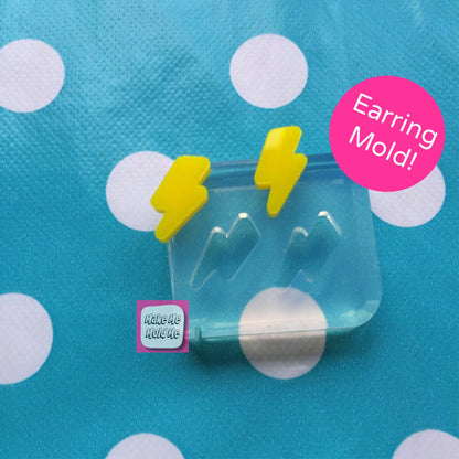 Clear Silicone Molds for Resin 12mm Thunder Bolt Lightning Stud Earring  EM148