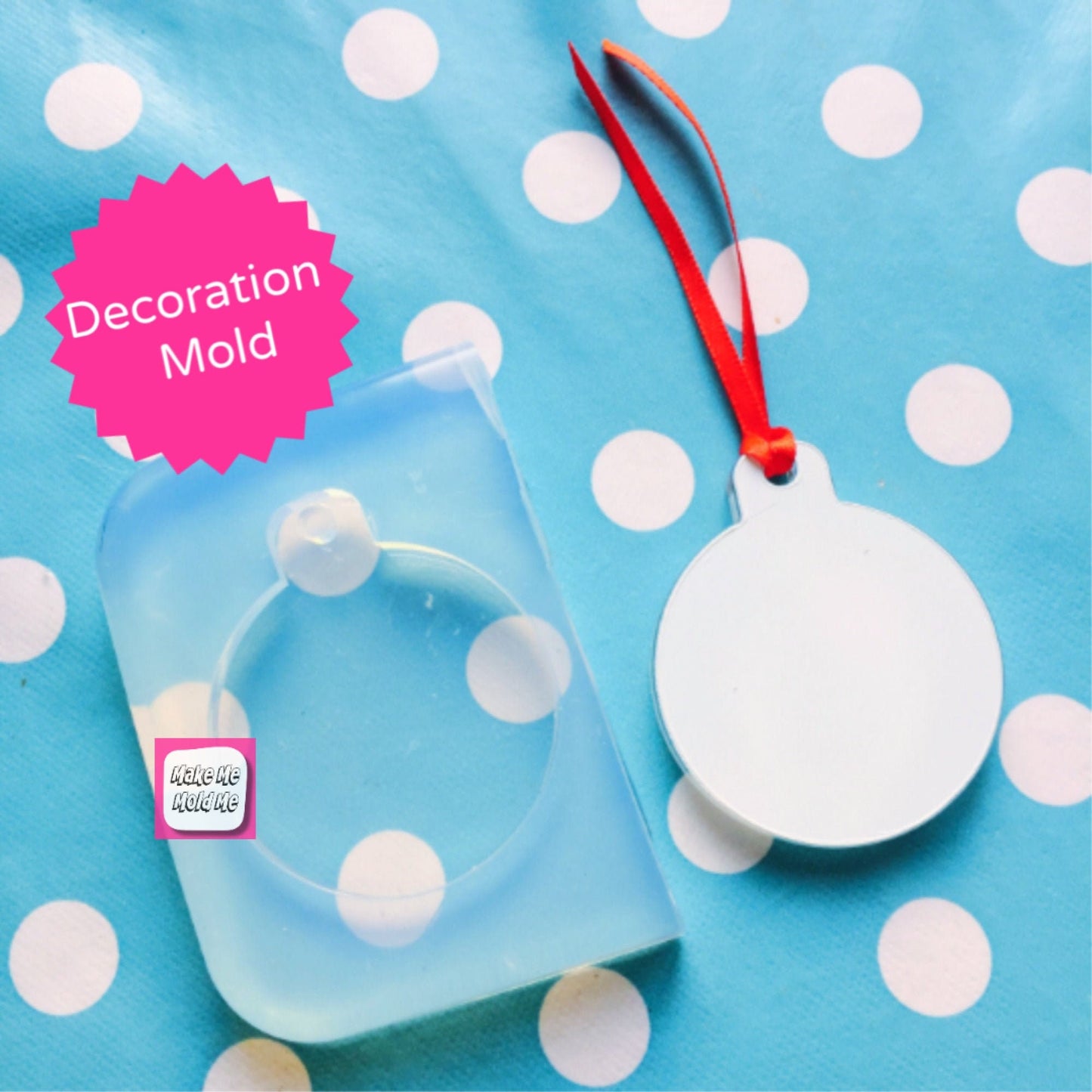 50mm Christmas Bauble Mold Tree Decoration - Resin Flexible Rubber Clear Necklace DIY Holiday GM25