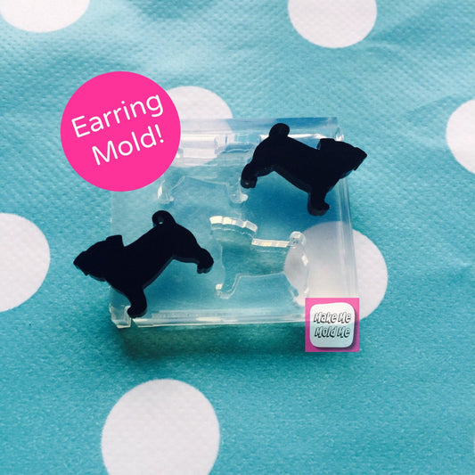 Silicone Earring Pug Dog shape Stud Mold  - Earrings Resin Crafter Mould EM92