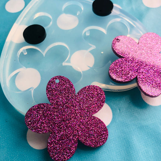 40mm XL Flower Silicone Dangle Earring Mold - Resin Jewellery EM404