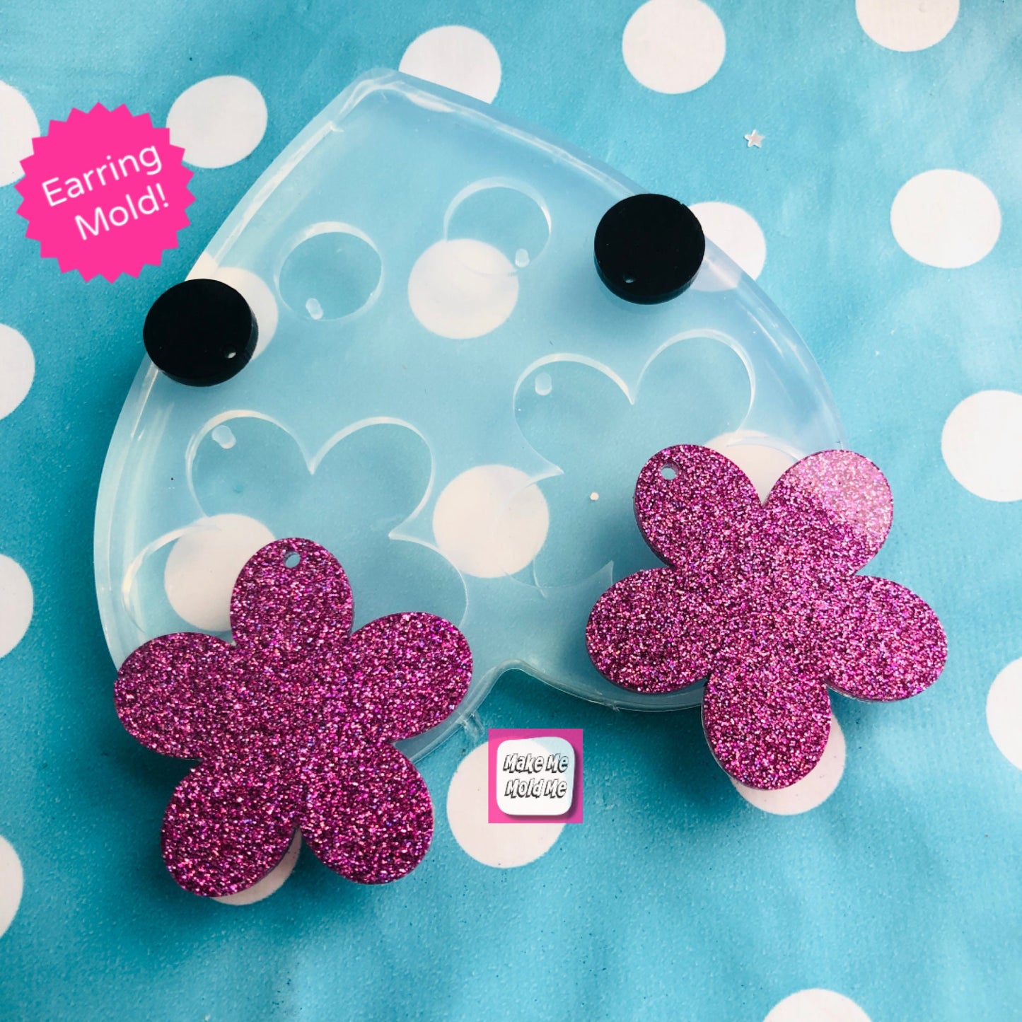 40mm XL Flower Silicone Dangle Earring Mold - Resin Jewellery EM404