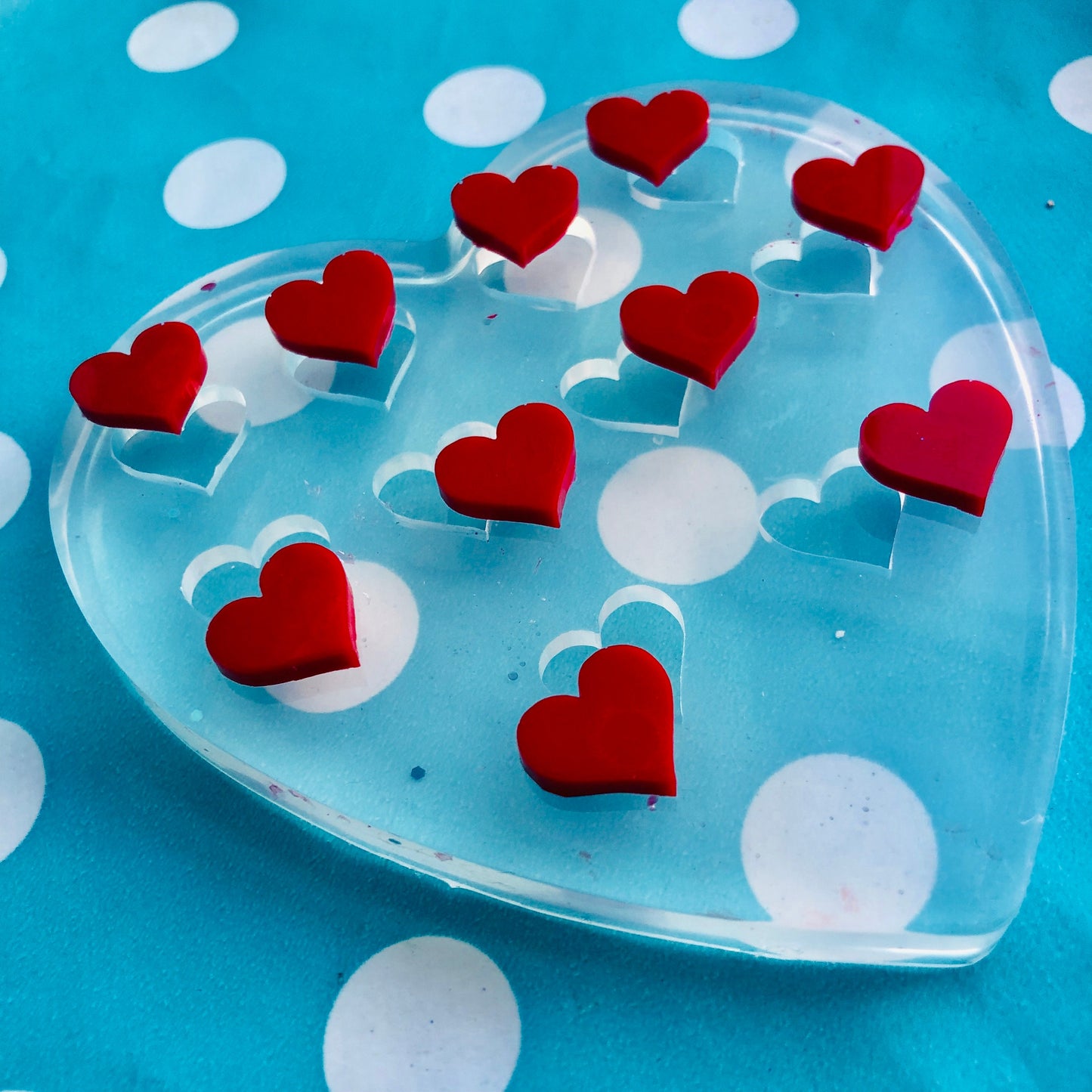 Clear silicone molds for resin 15mm 10 x Heart Silicone Earring Stud Mold - Resin Jewellery  EM403