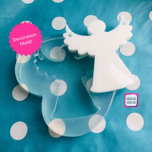 70mm Christmas Angel Mold Tree Decoration - Resin Flexible Rubber Clear Necklace DIY GM95