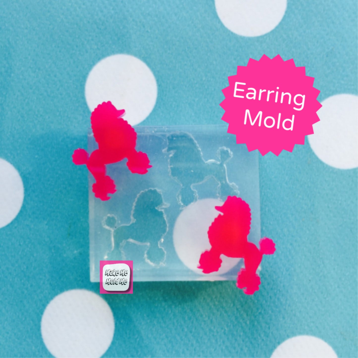 Silicone Earring poodle dog Stud Mold  - Earrings Resin Crafter Mould EM140 ccc