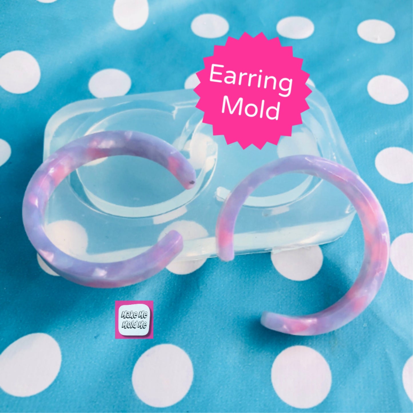 45mm Silicone  CC Dangle Hoop Drop Earring Mold Resin Crafter Mould EM317