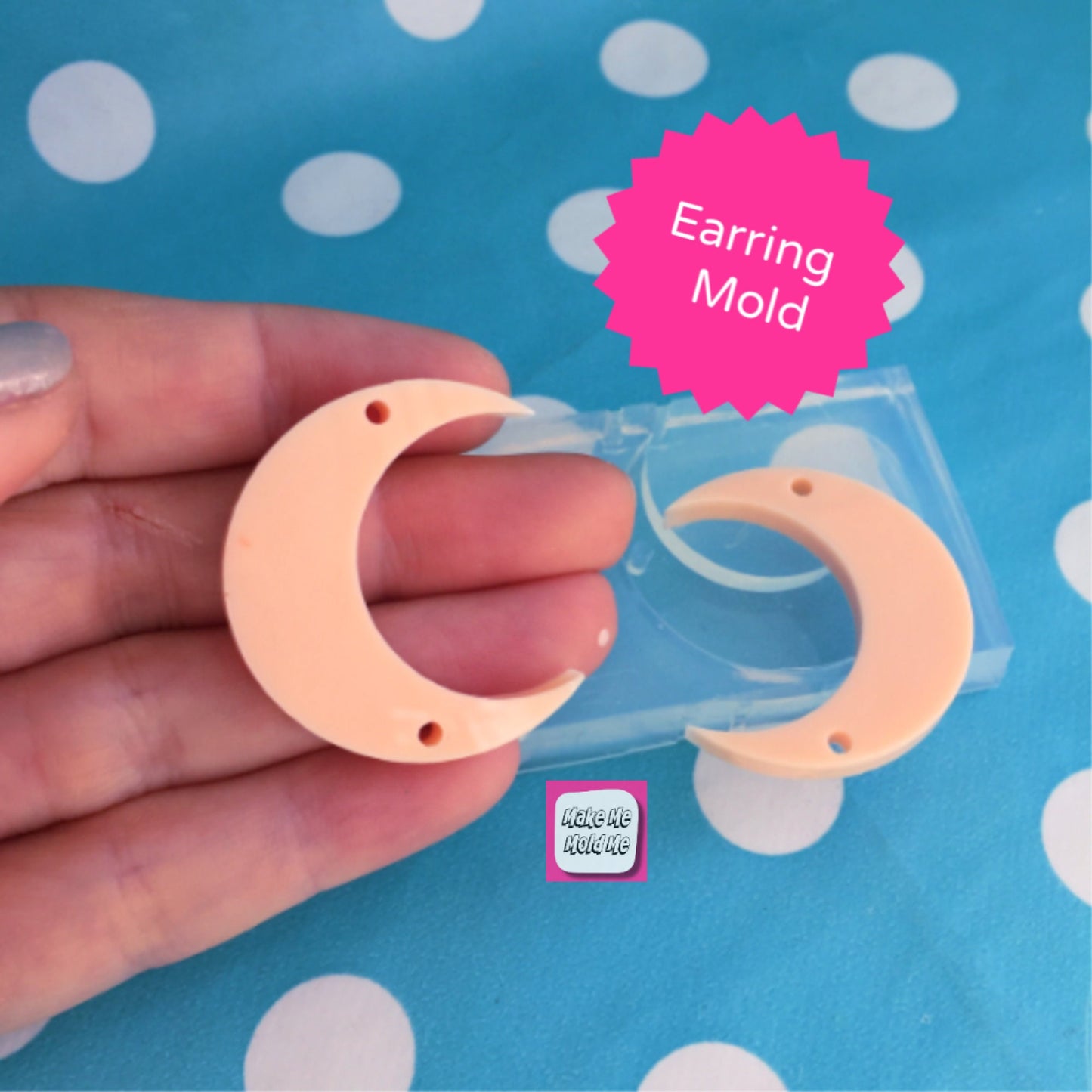 33mm Flat Crescent Moon Silicone Dangle Earring Mold - Resin Jewellery EM189 ccc T