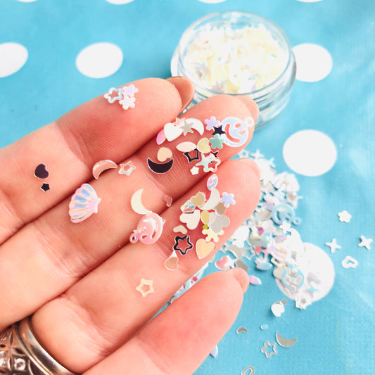 Amazing White  Mermaid Confetti Holographic Iridescent Glitter MM69
