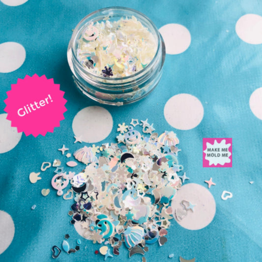Amazing White  Mermaid Confetti Holographic Iridescent Glitter MM69