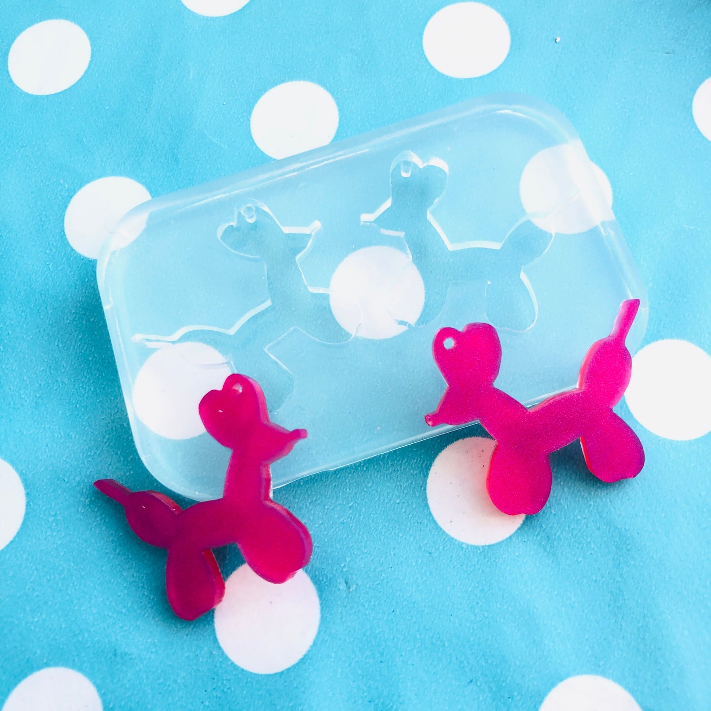 30mm Balloon Dog Clear Silicone Earring Mold for Resin | Party Balloons Funfair Quirky