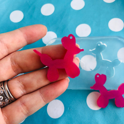 30mm Balloon Dog Clear Silicone Earring Mold for Resin | Party Balloons Funfair Quirky