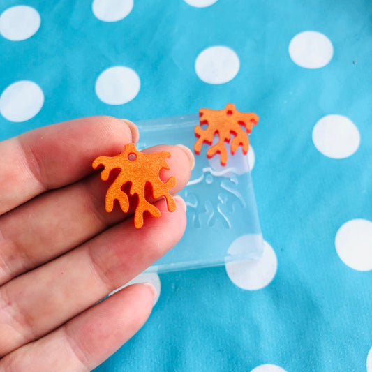 Clear Silicone Molds for Resin 20mm Coral Earring Mold - Silicone Resin Mould Stud Shape Shape Ocean Reef EM418