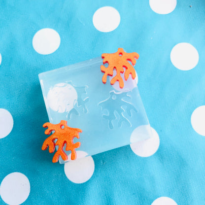 Clear Silicone Molds for Resin 20mm Coral Earring Mold - Silicone Resin Mould Stud Shape Shape Ocean Reef EM418
