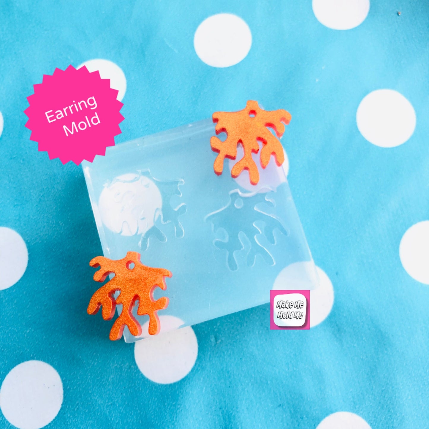 Clear Silicone Molds for Resin 20mm Coral Earring Mold - Silicone Resin Mould Stud Shape Shape Ocean Reef EM418