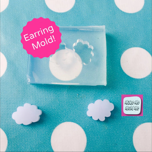 Fluffy Cloud Earring Mold - Silicone Resin Mould Stud Shape Weather EM100