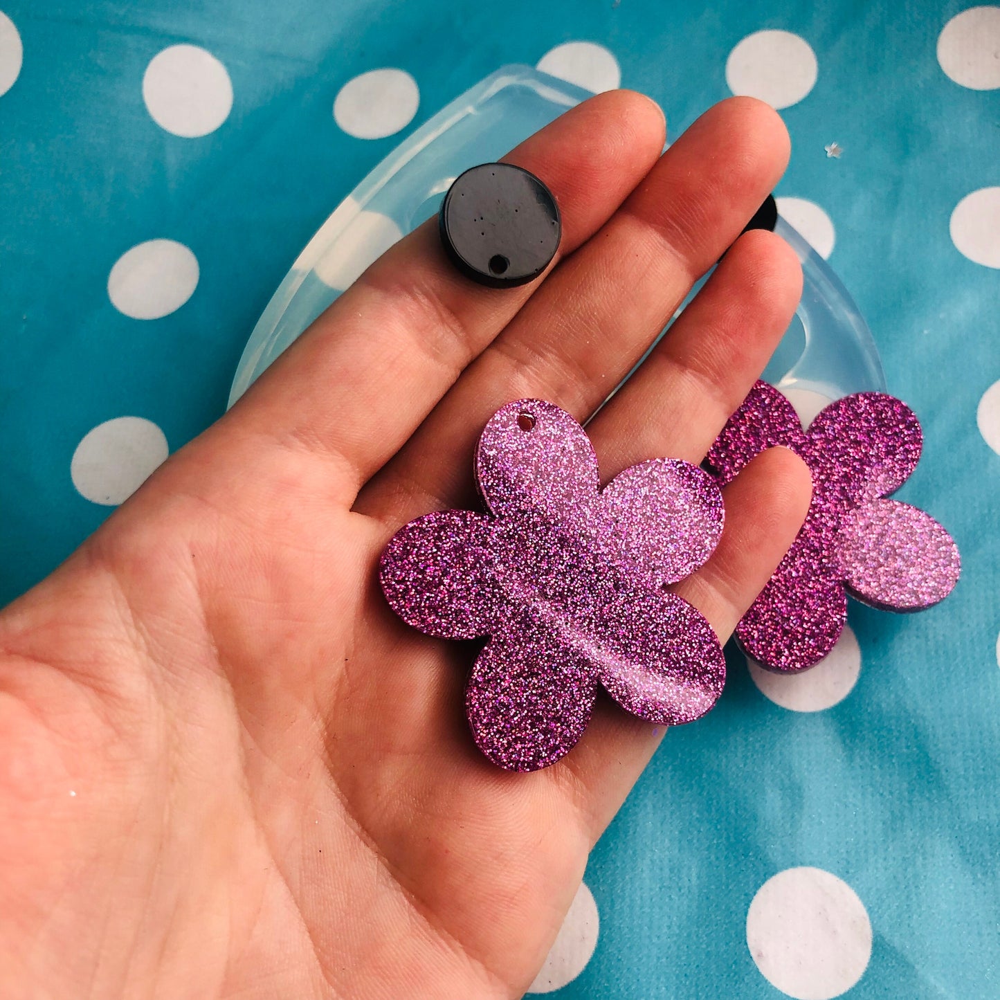 40mm XL Flower Silicone Dangle Earring Mold - Resin Jewellery EM404