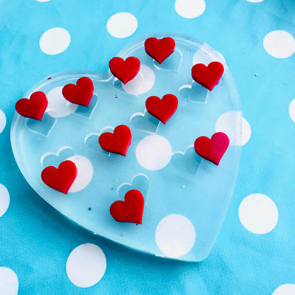 Clear silicone molds for resin 15mm 10 x Heart Silicone Earring Stud Mold - Resin Jewellery  EM403