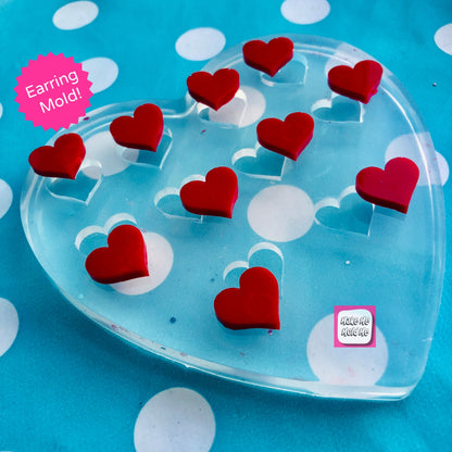Clear silicone molds for resin 15mm 10 x Heart Silicone Earring Stud Mold - Resin Jewellery  EM403