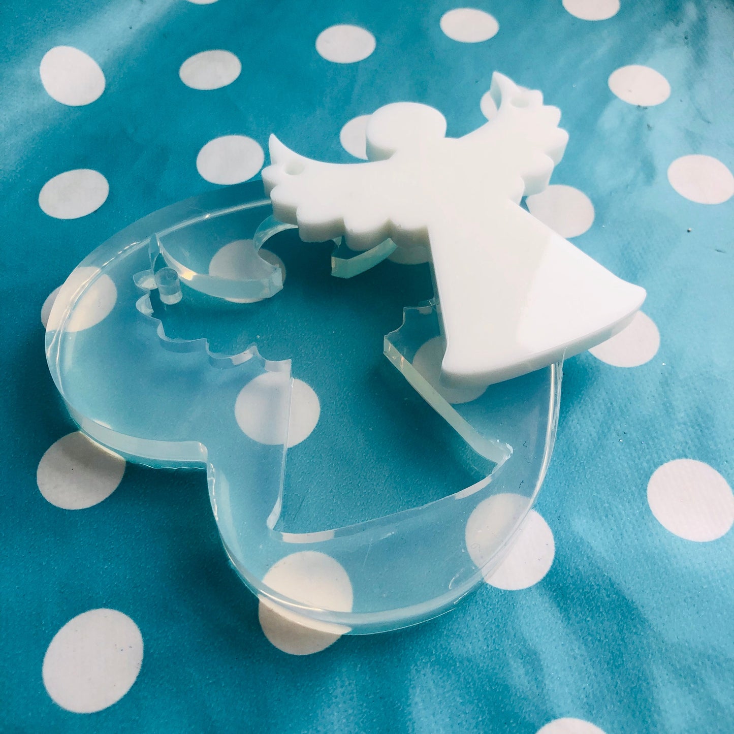 70mm Christmas Angel Mold Tree Decoration - Resin Flexible Rubber Clear Necklace DIY GM95