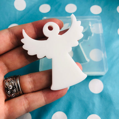 50mm Christmas Angel Mold Tree Decoration - Resin Flexible Rubber Clear Necklace DIY GM94