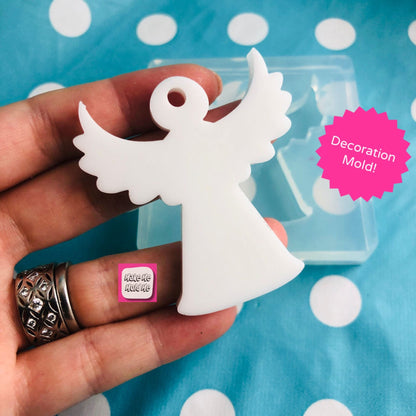 50mm Christmas Angel Mold Tree Decoration - Resin Flexible Rubber Clear Necklace DIY GM94