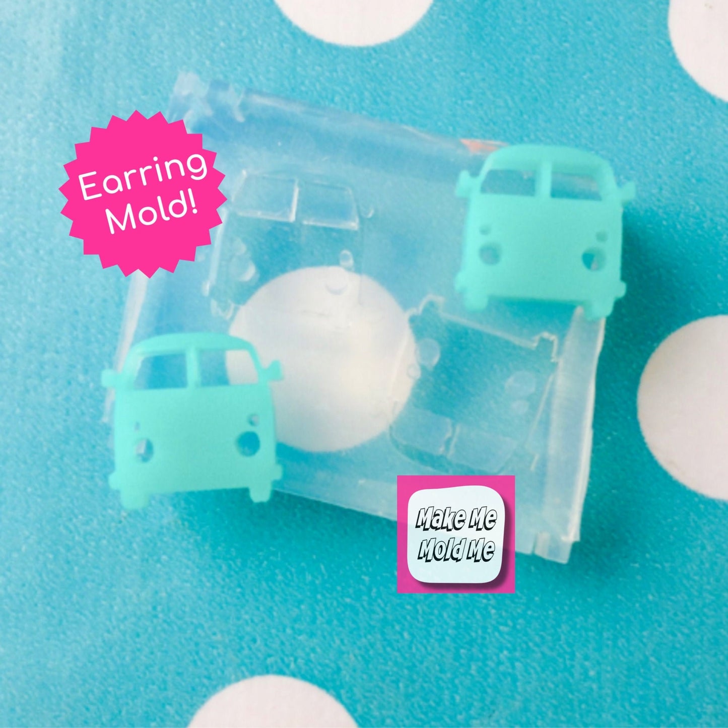Clear silicone Mold for resin 12mm Camper Van Stud Earring