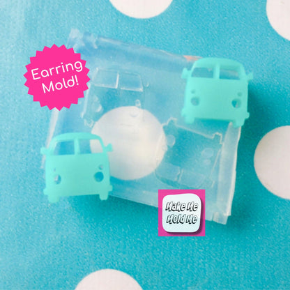 Clear silicone Mold for resin 12mm Camper Van Stud Earring