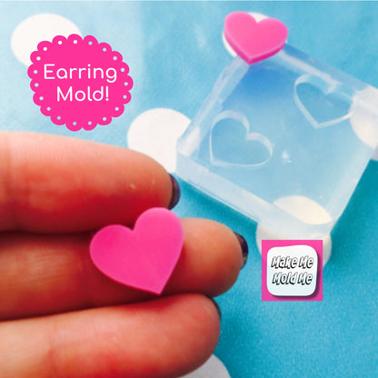 15mm Silicone Heart Stud Earring Mold