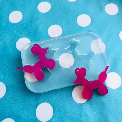 30mm Balloon Dog Clear Silicone Earring Mold for Resin | Party Balloons Funfair Quirky
