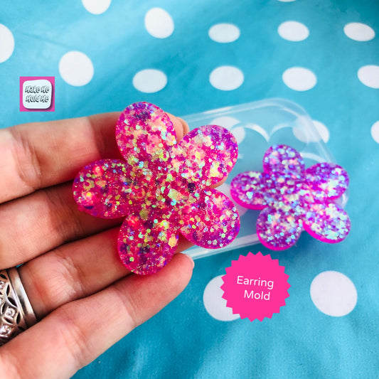 Clear silicone molds for resin 40mm Silicone Stud Flower Earring Mold EM423