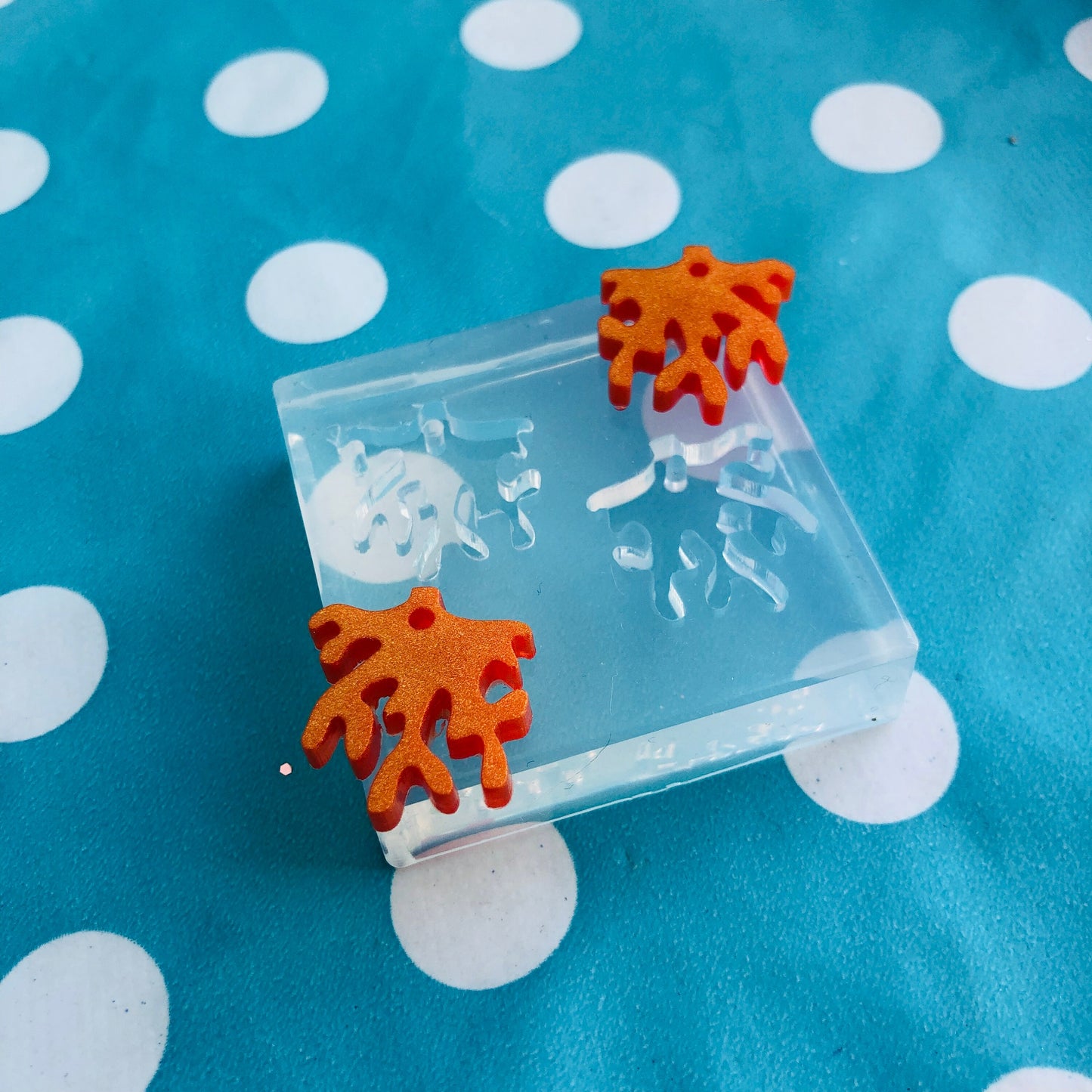 Clear Silicone Molds for Resin 20mm Coral Earring Mold - Silicone Resin Mould Stud Shape Shape Ocean Reef EM418