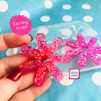 50mm XL Flower Silicone Dangle Earring Mold - Resin Jewellery EM433