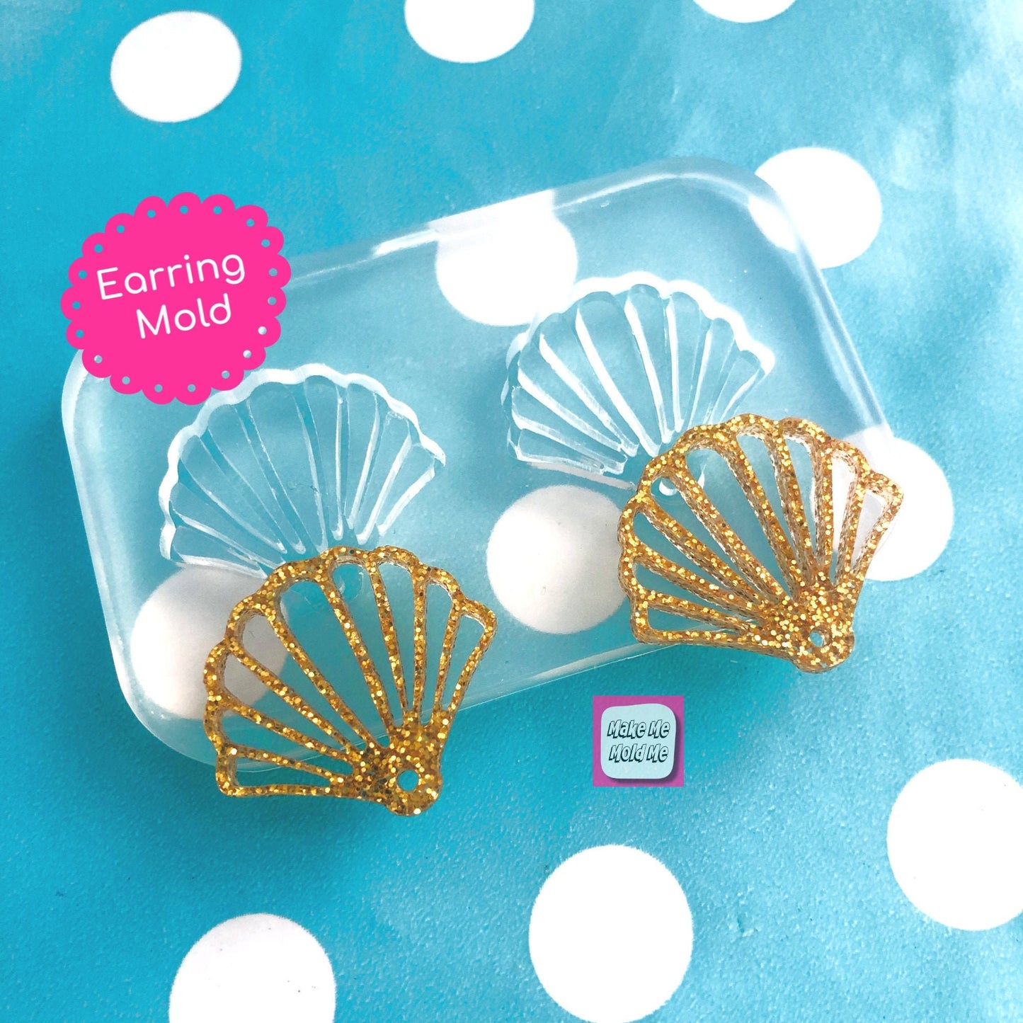 25mm Silicone Cutout Shell Dangle Earring Mold Clear silicone Molds for Resin