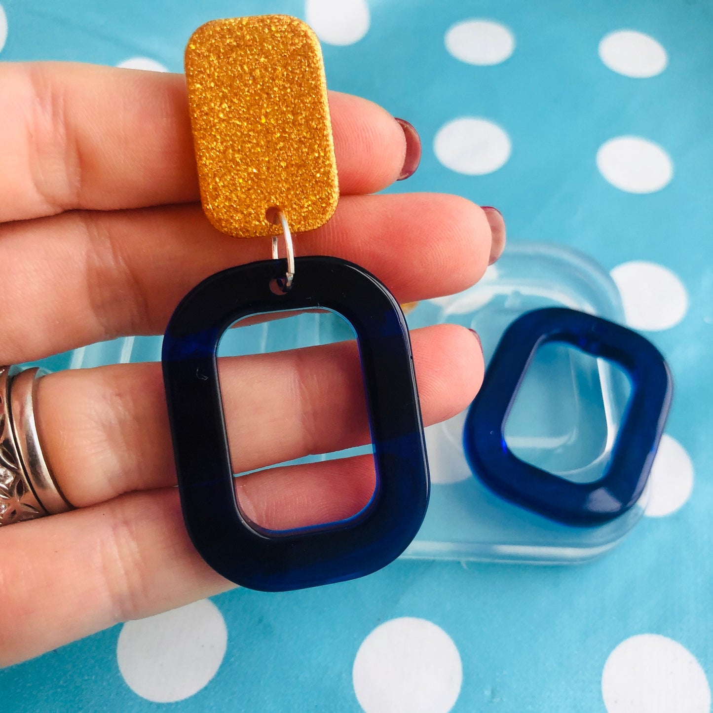 40mm Square Drop Hoop Silicone Earring Mold Resin EM438