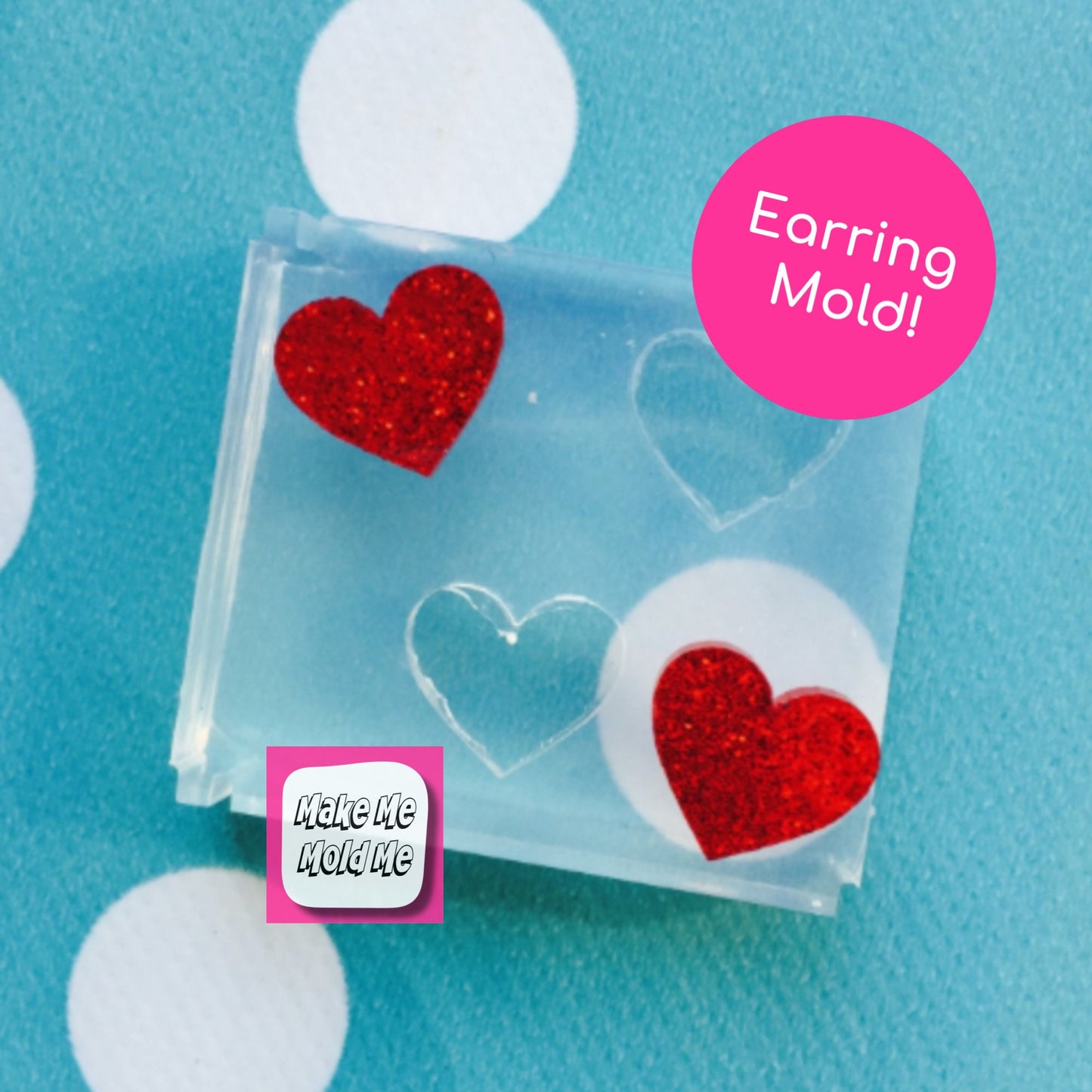 12mm Silicone Heart Stud Earring Mold - Resin Crafter Love Mould EM90