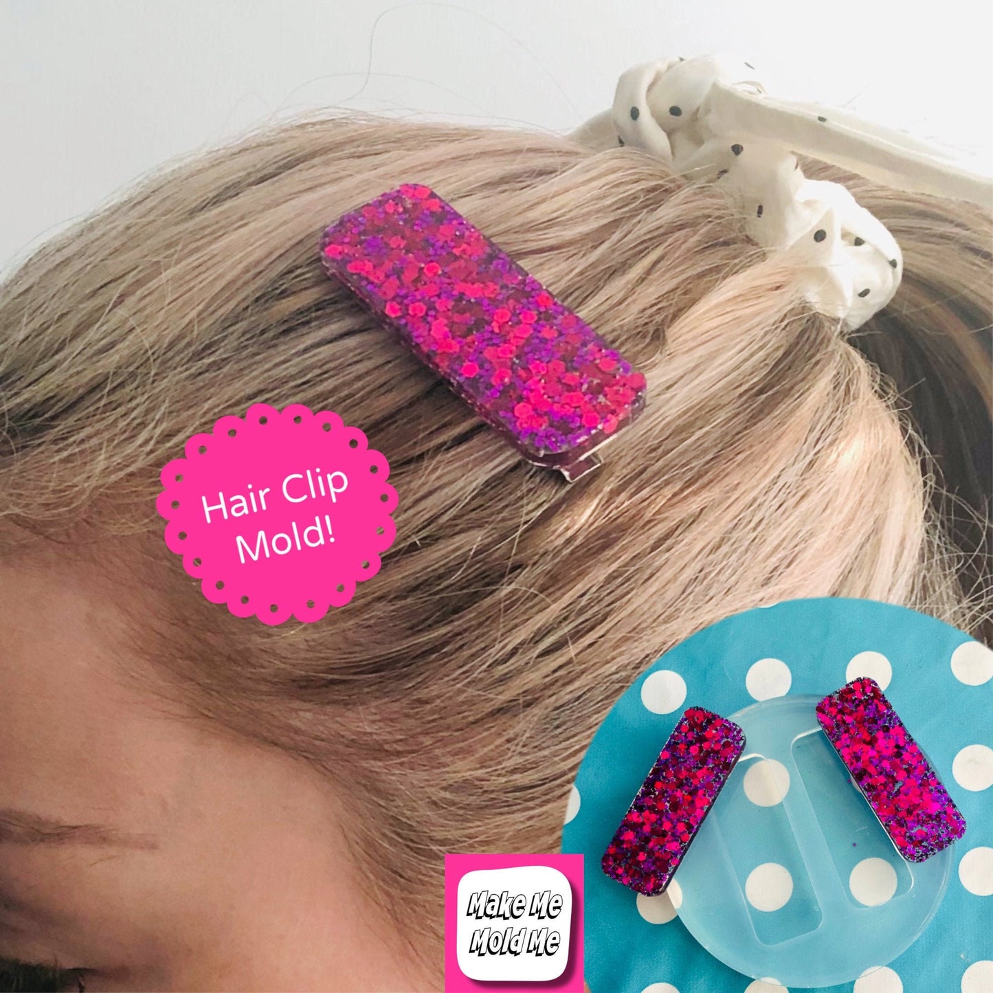 60mm Silicone Rectangle Hair Clip Slide Barrette Mold  - Earrings Resin Crafter Mould GM99