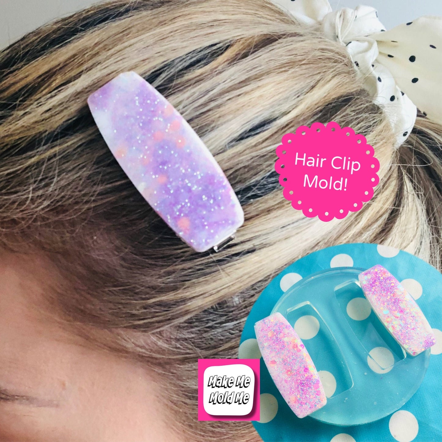 Clear Silicone Molds for Resin 60mm Silicone Hair Clip Slide Barrette Mold  - Earrings Resin Crafter Mould GM97