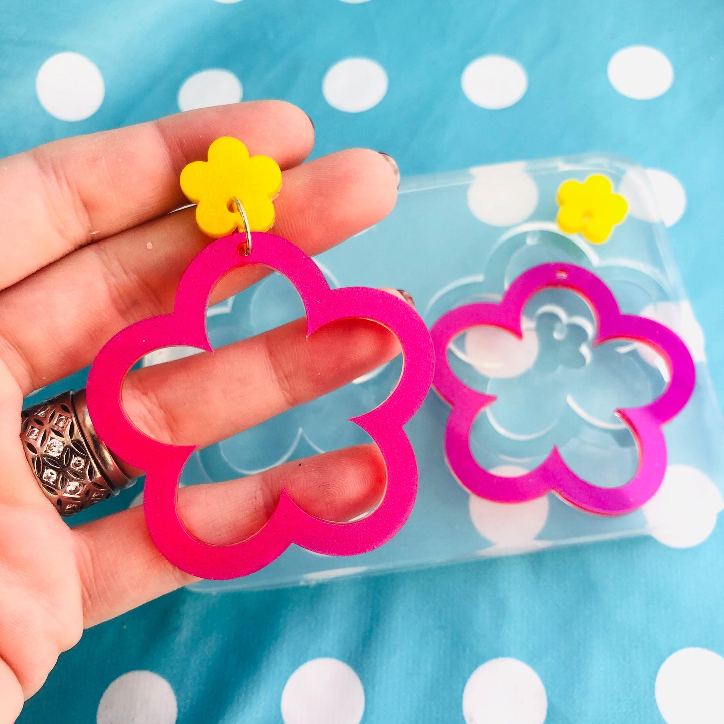 50mm Silicone Flower Dangle Earring Mold -  Resin Earrings Mould EM463