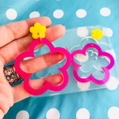 50mm Silicone Flower Dangle Earring Mold -  Resin Earrings Mould EM463