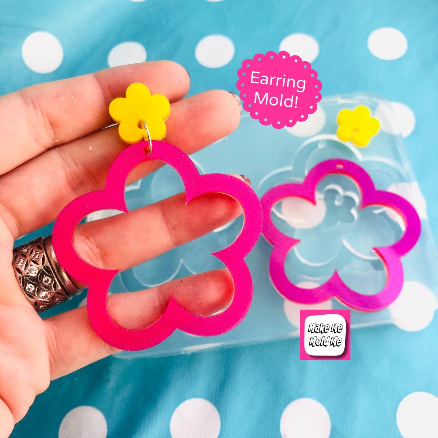 50mm Silicone Flower Dangle Earring Mold -  Resin Earrings Mould EM463