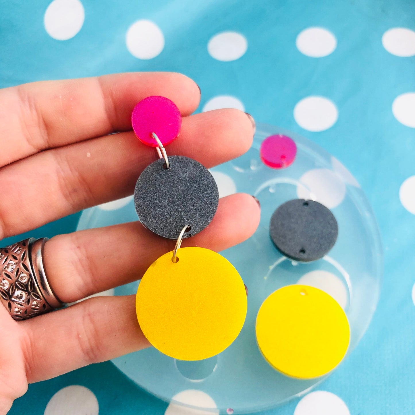 65mm Silicone Circle Drop Earring Mold - Resin Moulds EM464 ccc T